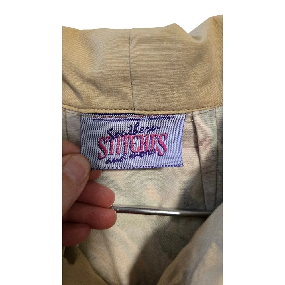 Vintage 90s Country Stitches Art Jacket Birds Floral Tapestry Windbreaker L